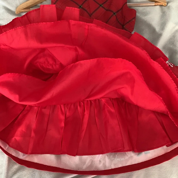 Bonnie Jean size 3t red sleeveless nutcracker dress taffeta black velvet bow - Picture 8 of 10